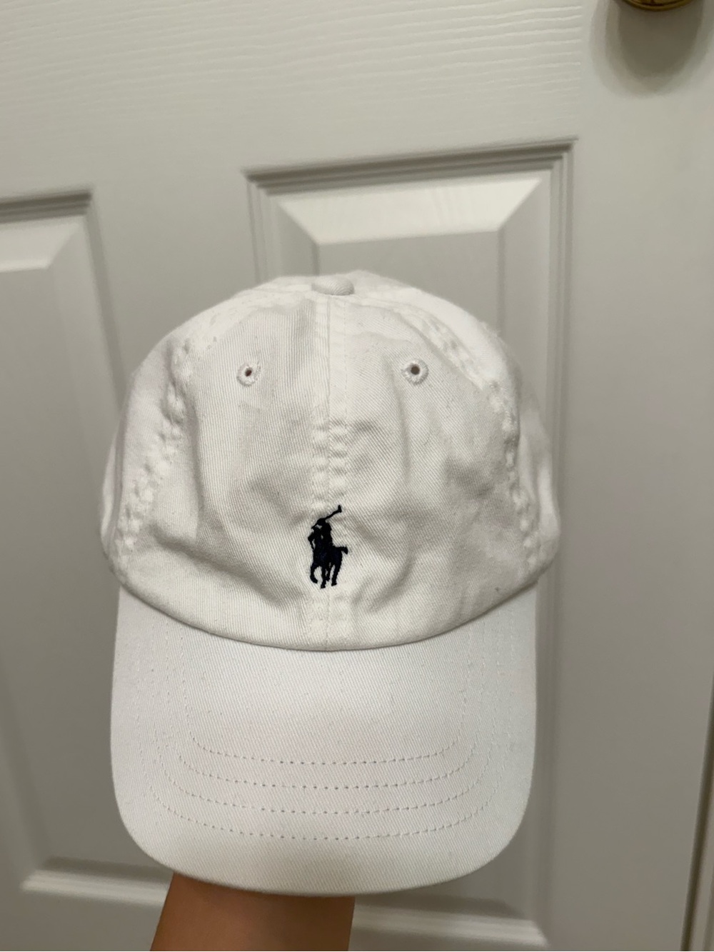 Polo Ralph Lauren White Baseball Cap with Navy Pony Logo